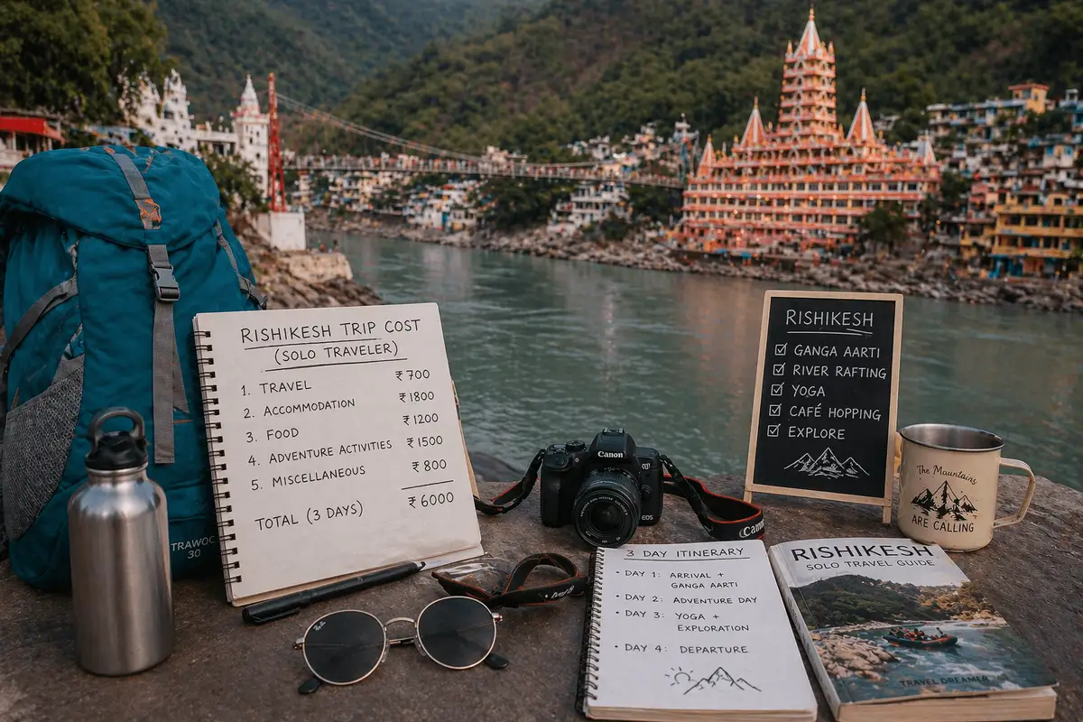 Travel plans by the riverside in Rishikesh